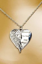 Angel Wing Heart Necklace Memorial Silver Pendant Charm