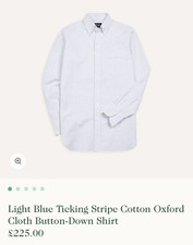 Drakes Blue Stripe Cotton Button-Down Oxford Shirt Rrp£225.00 size 18 - 46