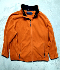 Maine New England Mens Fleece Jacket Large Orange Full Zip Up Warm Winter Layer