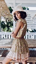 Spell & the Gypsy Collective Dahlia Ra Ra Ruffle Tiered Mini Dress, Small, EUC!