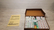 Vintage Mahjong Set Green Tiles, Mahon Jong  Travel Case  148 Tiles 