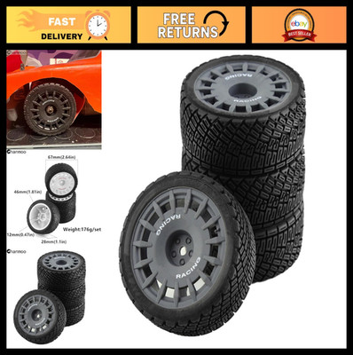 1/10 Scale RC Rally Car Tires & Wheels - 12mm Hex Plastic Rims for On-Road Racin
