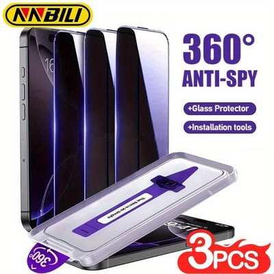 NNBILI 3Pcs 360 Degree Four Sided Anti Peeping Screen Protective Film One Click