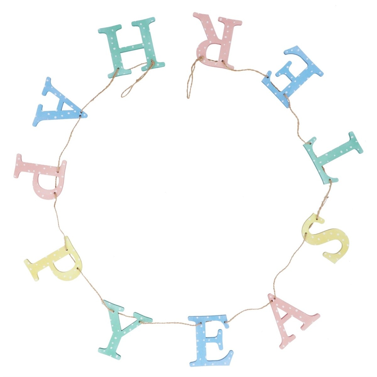 Gisela Graham Happy Easter Spotty Pastel Garland Spring Homeware Accessories