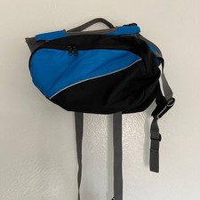 Blue Black Nylon Medium Dog Backpack w/Pockets for Training Walking Adventures
