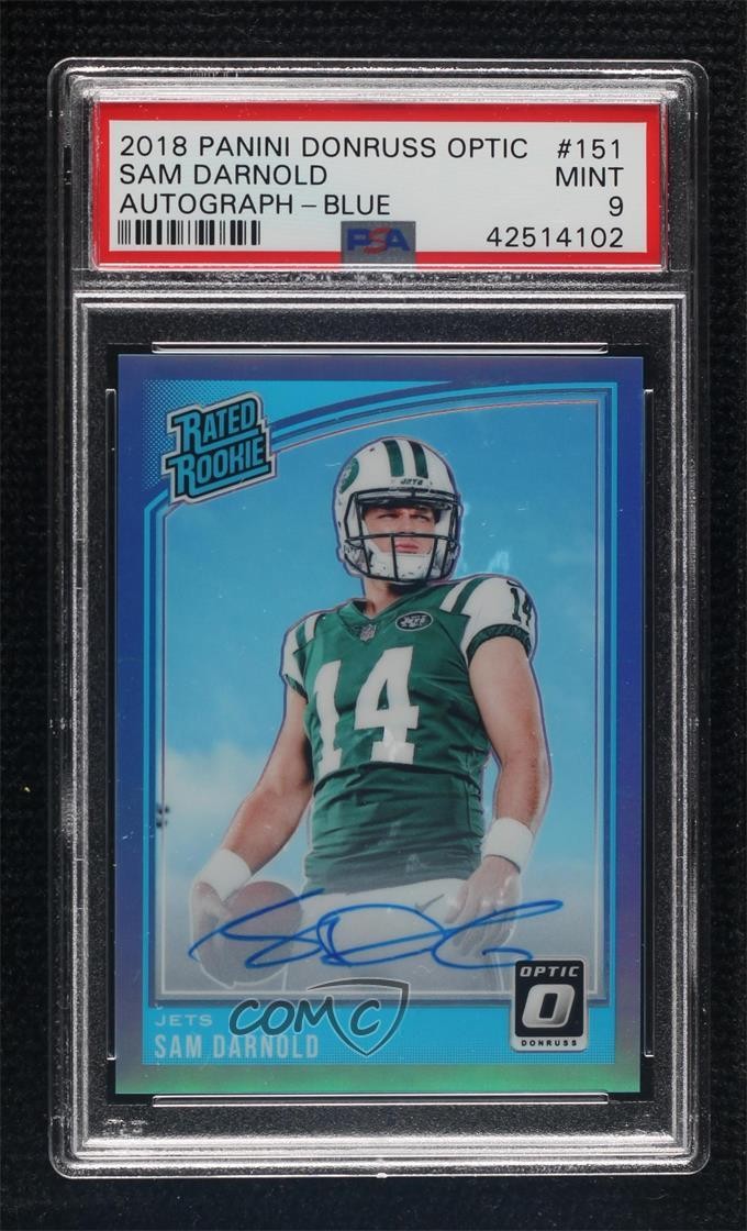 2018 Donruss Optic Rated Blue Prizm 38/75 Sam Darnold PSA 9 Rookie Auto RC ht2