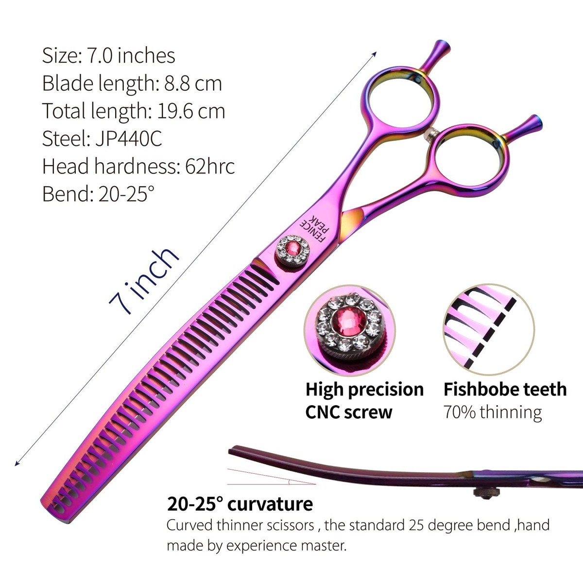 Fenice Peak Professional Dog Grooming Scissors Pet Curved Chunker