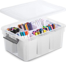 17 QT Plastic Storage Bins Clear Storage Box W/ Lids Multipurpose Stackable