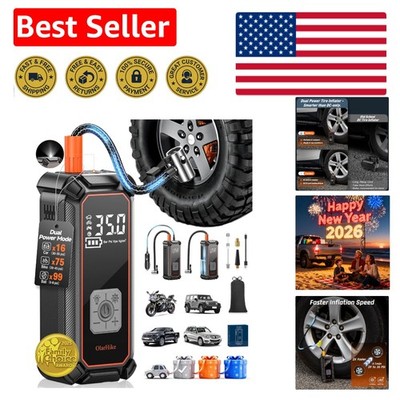 Portable Dual-Power Tire Inflator with 5400mAh Battery & Automatic Shut-Off