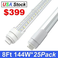 8Ft 144W 6500K Fluorescent Bulb Replacement Tube Led Light V-Shaped High Output