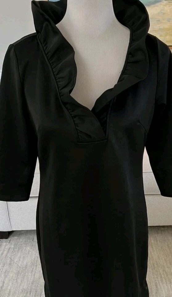 Vestido Gretchen Scott Cuello Volantes Para Mujer Talla M L Negro Cuello Volantes Midi Largo $398 Foto 4 de 4