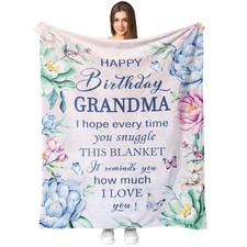 Grandma Birthday Gifts Throw Blanket 60"X50" - Happy Birthday Gifts for Grand...