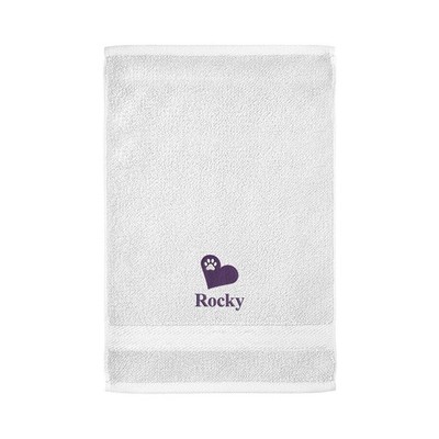 Personalisiertes Hundehandtuch - individuell bestickt Name Herz Pfote Design