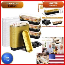 Qunclay 200 Pcs Mini Loaf Pans Disposable Lid, Black Gold WV-Qunclay-3597