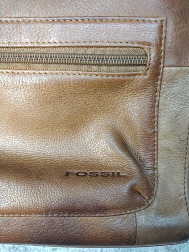 Y2K Fossil Leather Small Double Handle Purse Camel Brown Vintage 90's - Picture 5 of 14