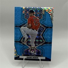 2022 Panini Mosaic Fluorescent Blue Prizm Shane Bieber #195 Cleveland /15