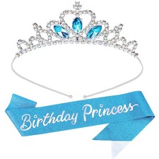 Birthday Princess Sashes and Tiaras Kit - Pink Crowns and Tiaras for Women an...