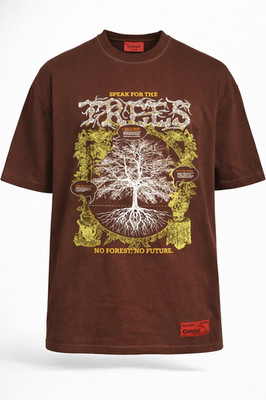 CHNGE Men's No Forest No Future Crew Neck Cotton Short Sleeve T-Shirt Brown, 3XL