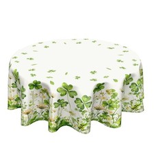 St Patrick's Day Round Tablecloth 60 Inch Spring Holiday Green Shamrock