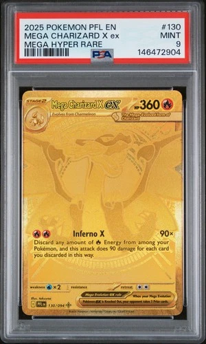 2025 POKEMON PFL EN-PHANTASMAL FLAMES MEGA HYPER RARE MEGA CHARIZARD X EX PSA 9