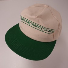 Vintage The Farm Credit Council Hat Beige  Green Snapback Trucker Cap USA