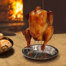 Stainless Steel Chicken Roasting Rack with Tray for Ovens, Serves 3-5 People