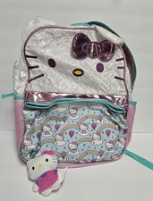 Sanrio Hello Kitty 16" Backpack Multicolor Sequin Rainbow Clouds With Sm Plush