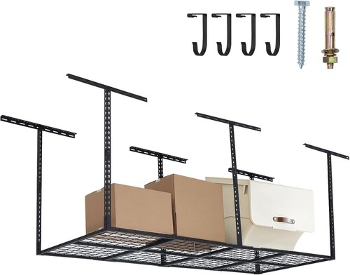 Metal Overhead Storage Rack for Garage - Adjustable Organizer, 600 lbs Capacity - Picture 6 of 9