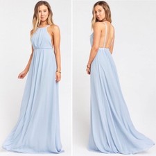 show me your mumu amanda maxi dress steel blue chiffon women x-large xl