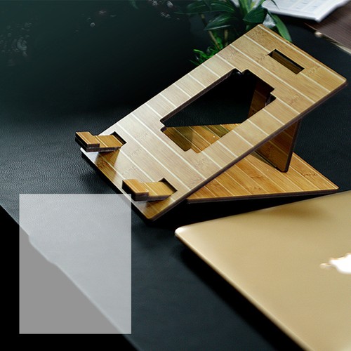 Portable Wooden Bracket Notebook Stand Ergonomic Laptop Riser Holder Office - Afbeelding 11 van 12