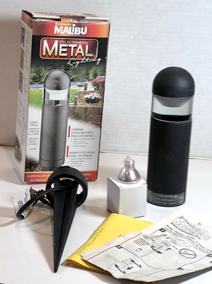 #ad Malibu CL635R Low Voltage Landscape Black Bollard Light Cast Metal NEW Open Box $34.99