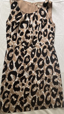 Banana Republic Leopard Print Sheath Dress Beige Black Round Neck Size 6