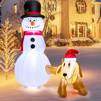 180Cm Aufblasbar Schneemann Mit Hund Weihnachtsdeko Mit Led Groß Outdoor