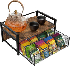 Tea Bag Organizer, Wood Tea Organizers and Storage Chest, Teabag Holder with Sto
