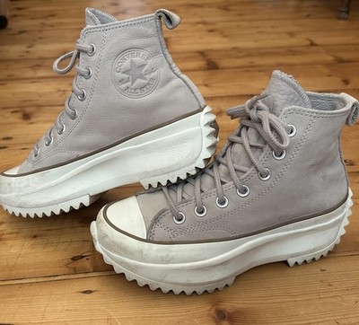 Converse Run Star Hike High Top Sneaker Grau Leder 38,5  Plateau Zickzack-Sohle