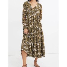 Madewell Cinchwaist Tiered Midi Dress Wildblooms XS