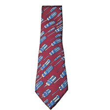 Home Improvement Flying Screwdriver Red & Blue Power Tie Made in USA Washable