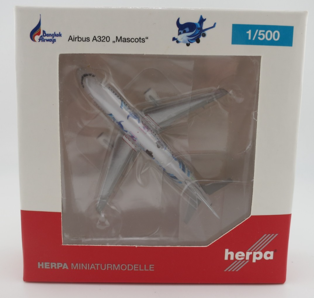 Herpa Bangkok Airways Airbus A320 Model - Mascots - 1:500 - 526524