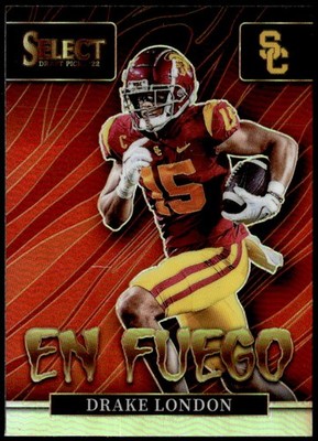 2022 Panini Select Draft Picks #EN-DL Drake London En Fuego Silver Rookie E1