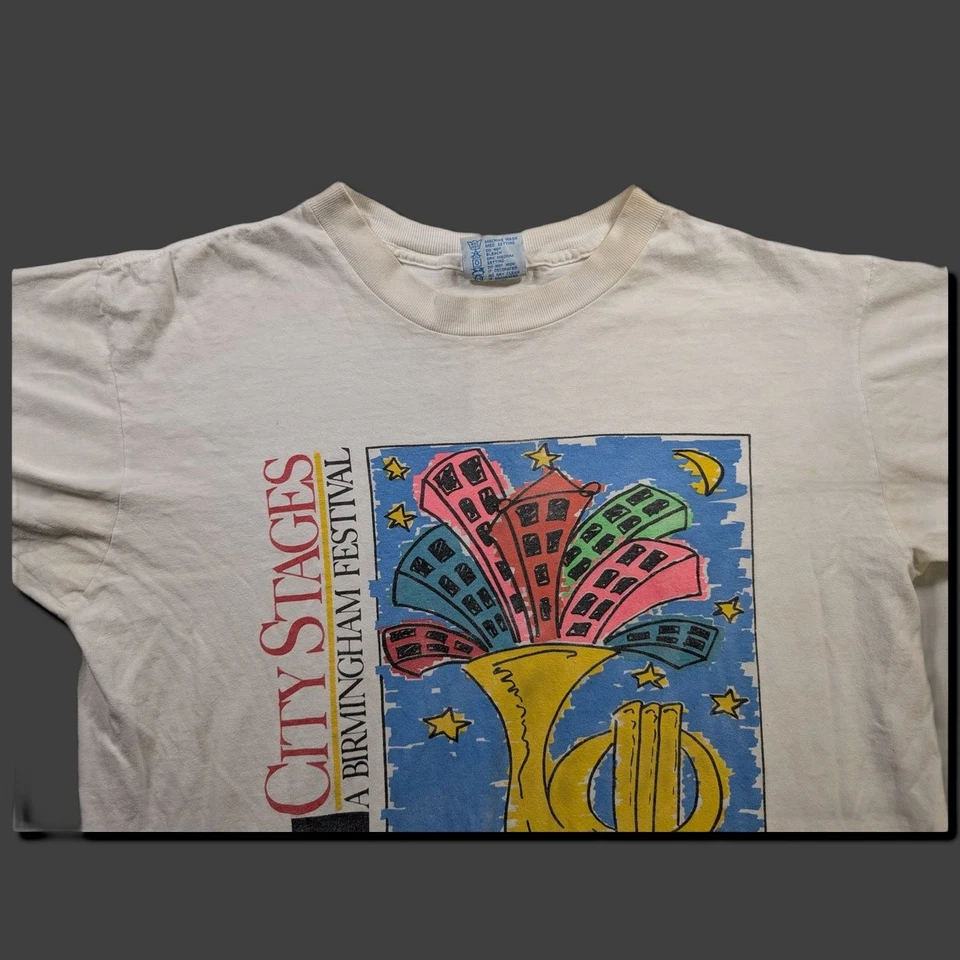Camiseta gráfica vintage 1991 grande Alabama City Stages Coastal Teez Birmingham Foto 3 de 4