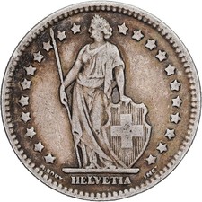 [#1550216] Switzerland, Franc, 1914, Bern, Silver, VF, KM:24