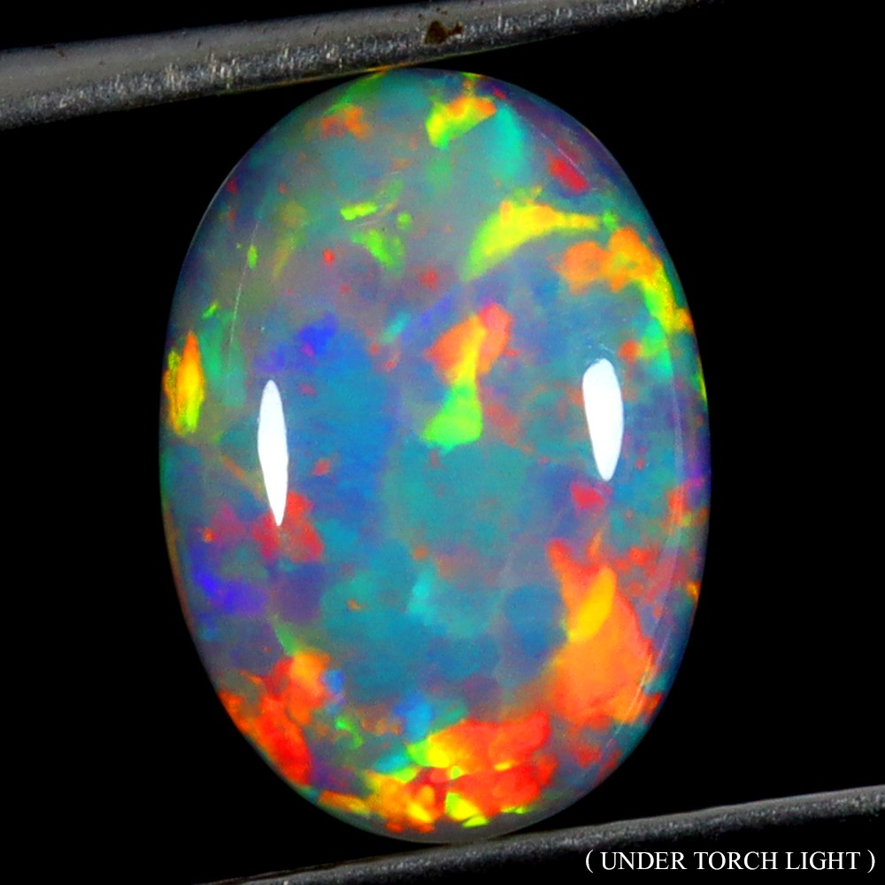 Oval AAA Floral Flash Play Of Color Crystal Fire Opal 3.22ct 14x10mm Gemstone