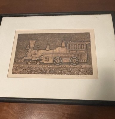 S. Martin Friedman Signed Artist Proof Etching   Steam Train   Framed Intaglio