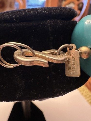 "COLLAR DE GUIJARROS TURQUESA IMITACIÓN GRUESO FIRMADO KENNETH J LANE KJL 18"" DE COLECCIÓN AÑOS 70" - Imagen 8 de 14
