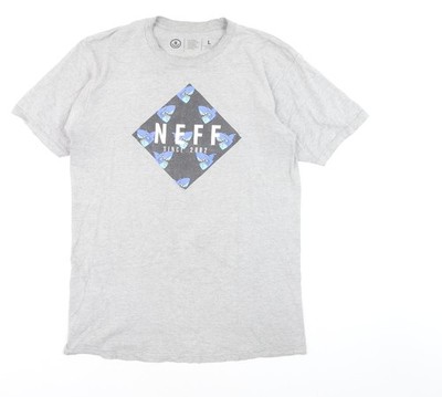 Neff Herren T-Shirt Grau Grafikdruck Rundhals Kurzarm Gr. L