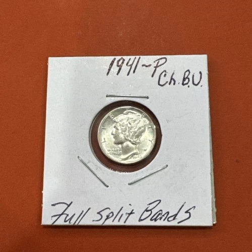 1941 P Mercury Dime Ch. BU Full Split Bands
