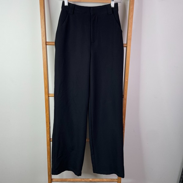 Perfect Stranger Pants Womens 6 Black High Rise Tailored Wide Leg Lined Workwear