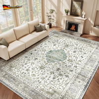 Homfine Teppich Wohnzimmer 240X340Cm Vintage Waschbar Hell GrüN