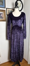 Jamie Brooke Vintage 90s Dress Size 14 Crushed Purple Velvet Maxi Gothic Goth