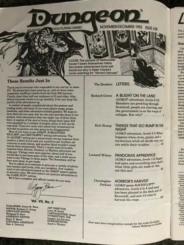 ✰SHIPS FREE/US✰  AD&D/D&D ✰ DUNGEON Magazine # 38 ✰ Forgotten Realms/Ravenloft++ - Picture 2 of 7
